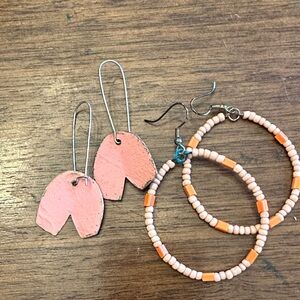 Pink and Orange Earrings Set